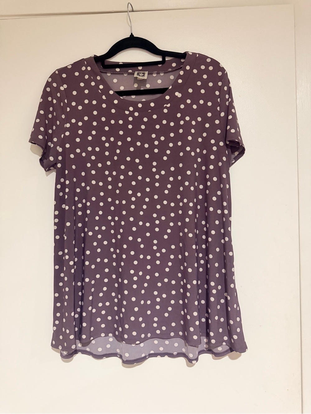 Anne Klein Lavender Polka Dot Short Sleeve Tee - purple